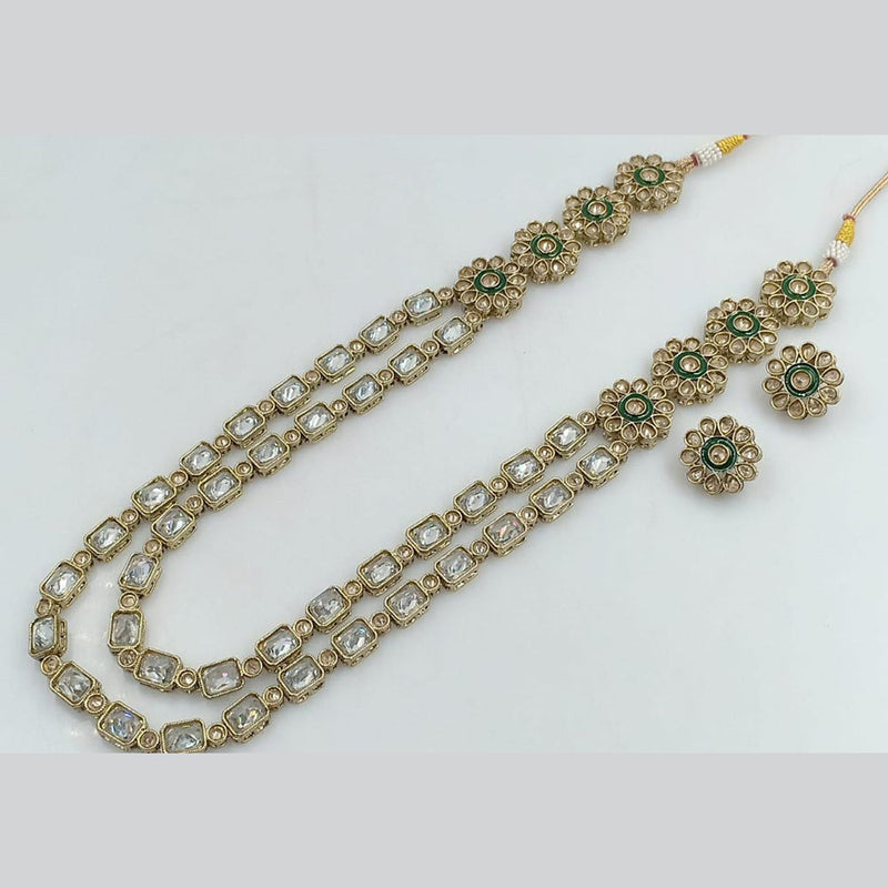 Kavita Art Gold Plated Crystal Stone Long Necklace Set