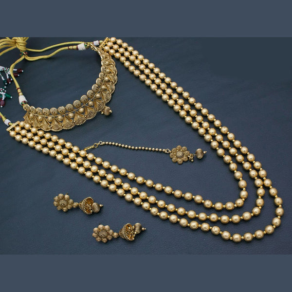 Kavita Art Gold Plated Beads Double Necklace Set