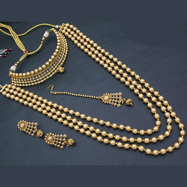 Kavita Art Gold Plated Beads Double Necklace Set