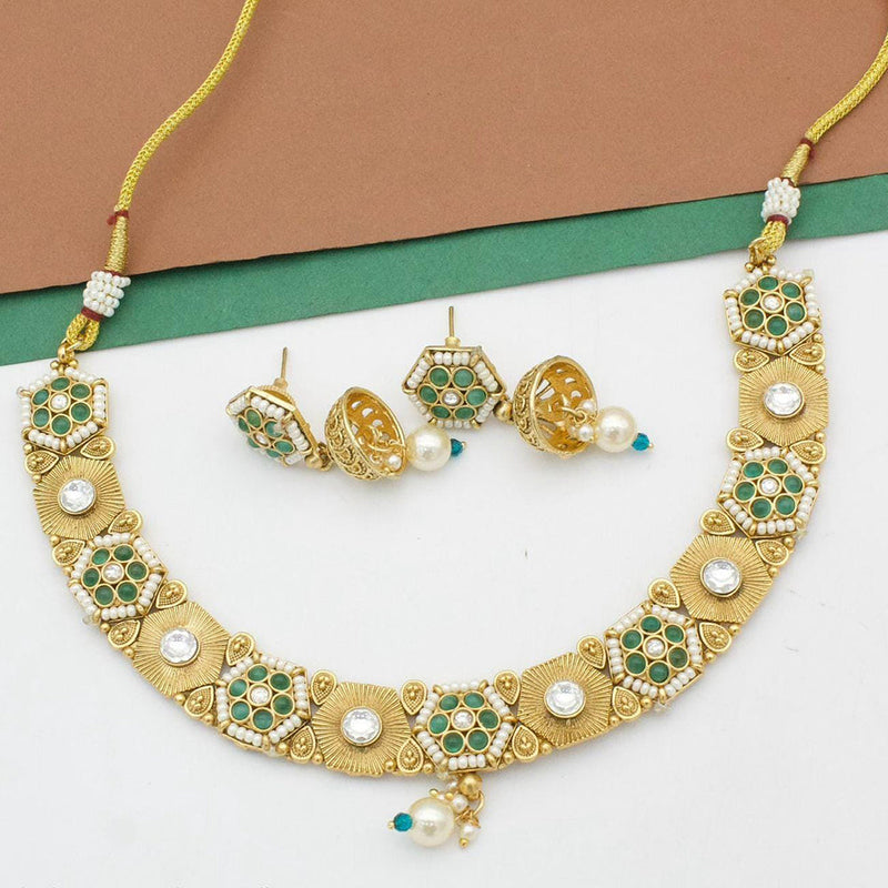 Kavita Art Gold Plated Kundan Stone And Pearls Necklace Set