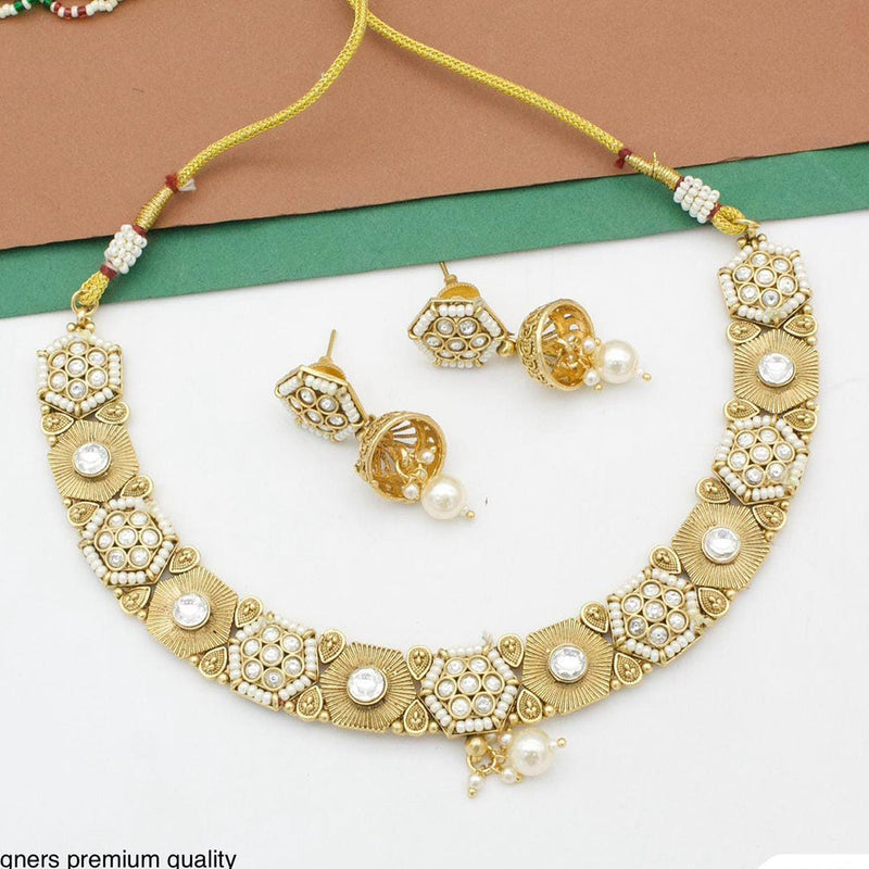 Kavita Art Gold Plated Kundan Stone And Pearls Necklace Set