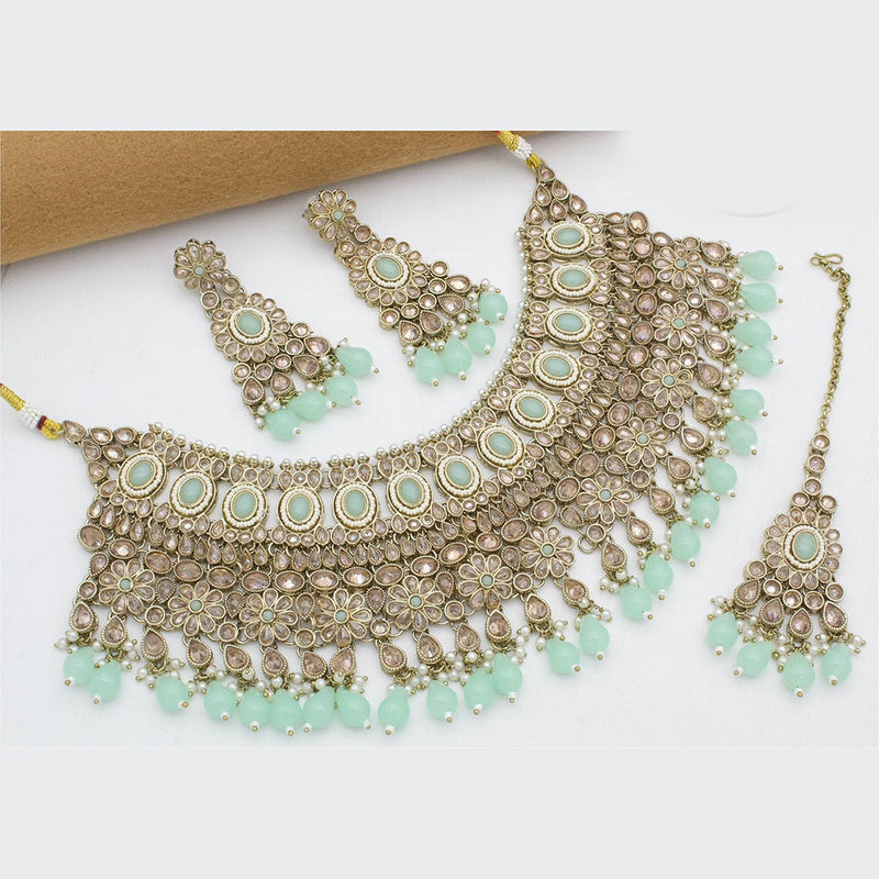 Kavita Art Gold Plated Crystal Stone And Pearls Necklace Set