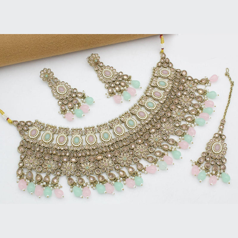 Kavita Art Gold Plated Crystal Stone And Pearls Necklace Set