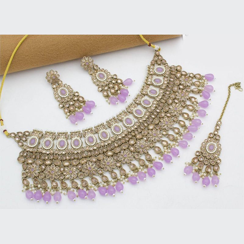 Kavita Art Gold Plated Crystal Stone And Pearls Necklace Set