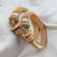 Kavita Art Gold Plated Austrian Stone And Meenakari Openable Bangles Set