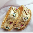 Kavita Art Gold Plated Austrian Stone And Pearls Openable Bangles Set