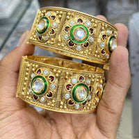 Kavita Art Gold Plated Austrian Stone And Meenakari Openable Bangles Set