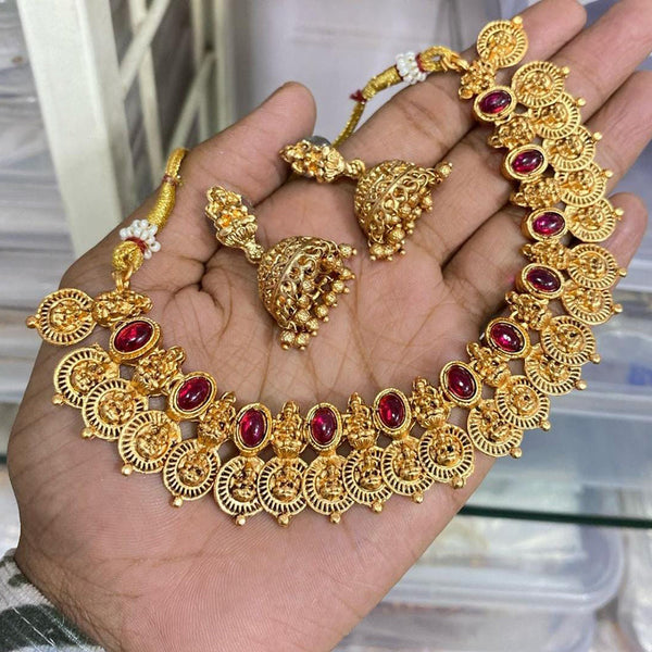 Kavita Art Gold Plated Kundan Stone And Temple Necklace Set