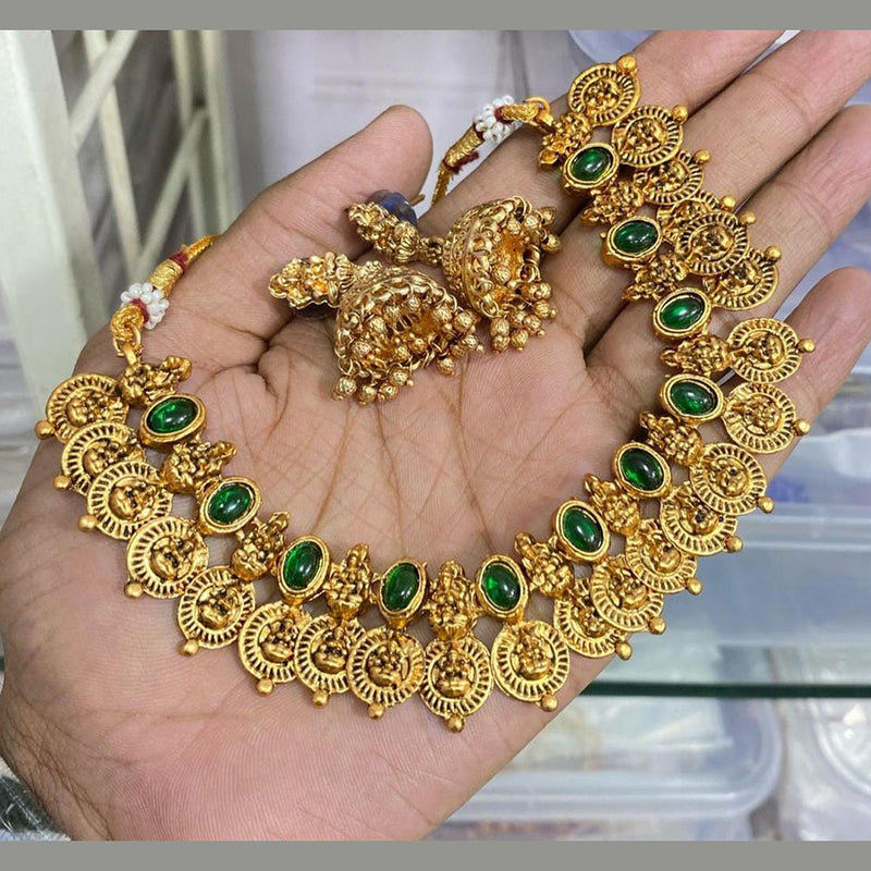 Kavita Art Gold Plated Kundan Stone And Temple Necklace Set