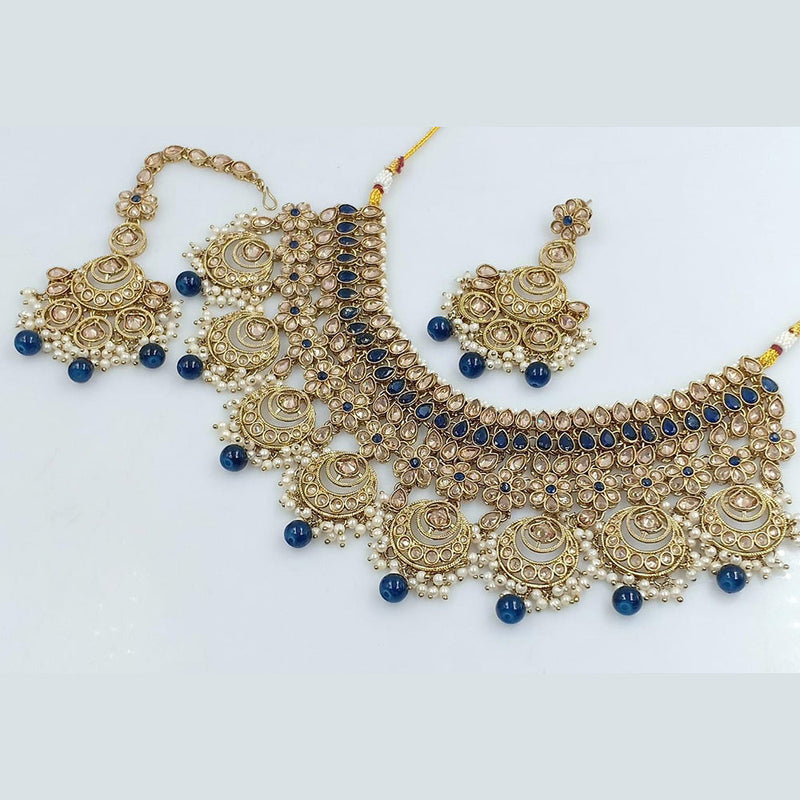 Kavita Art Gold Plated Crystal Stone And Pearls Necklace Set