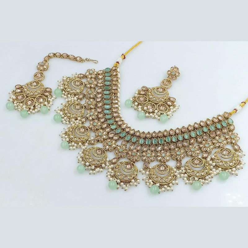 Kavita Art Gold Plated Crystal Stone And Pearls Necklace Set