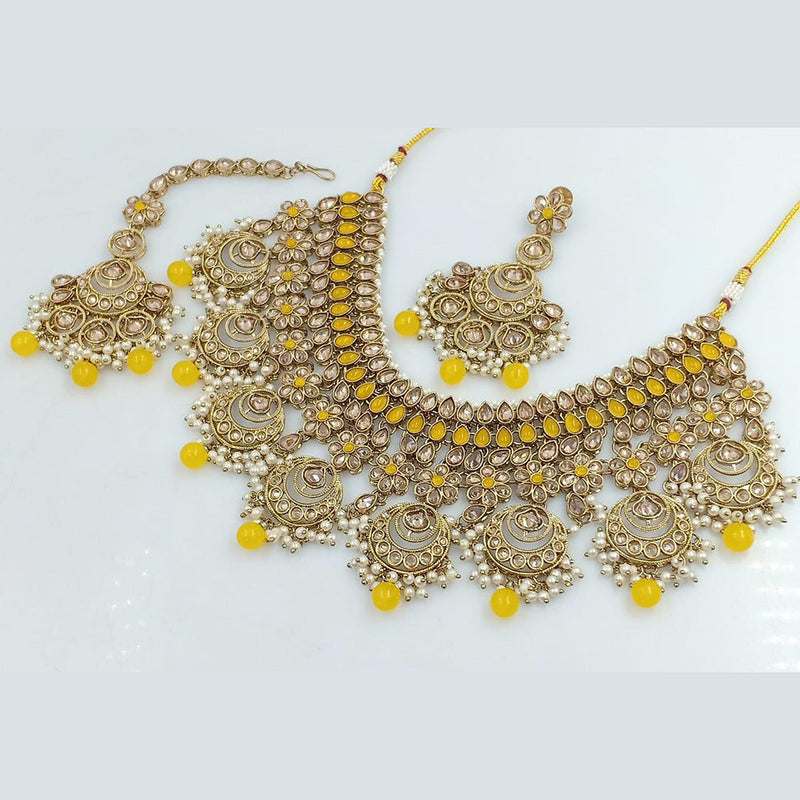 Kavita Art Gold Plated Crystal Stone And Pearls Necklace Set