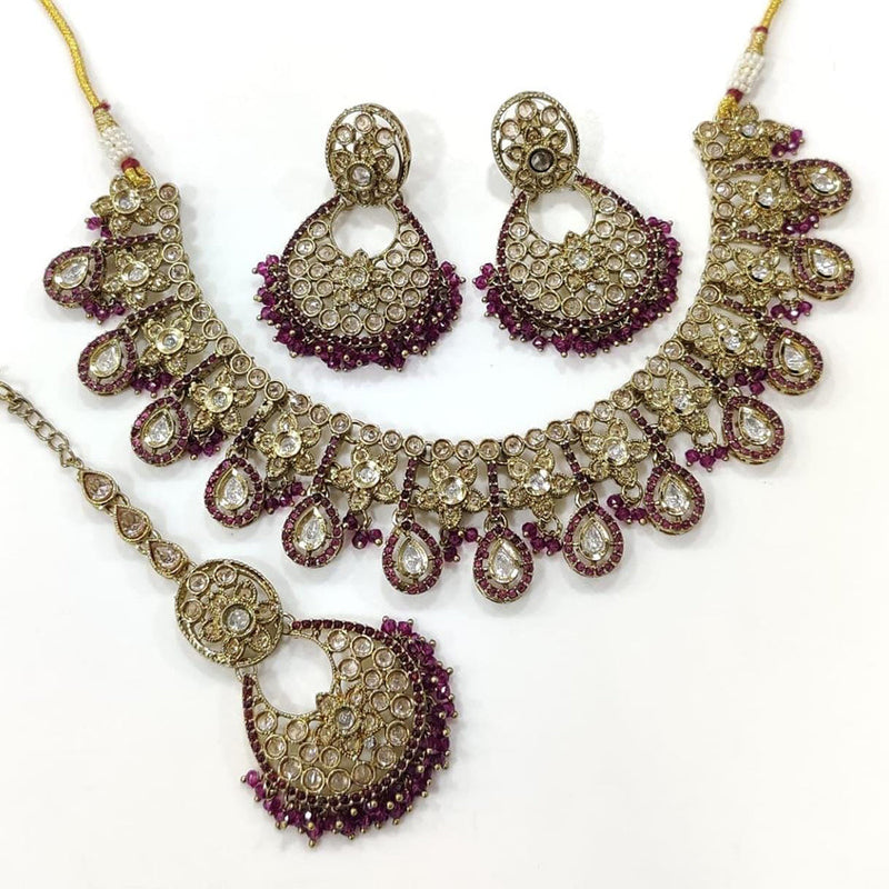 Kavita Art Gold Plated Crystal Stone And Pearls Necklace Set