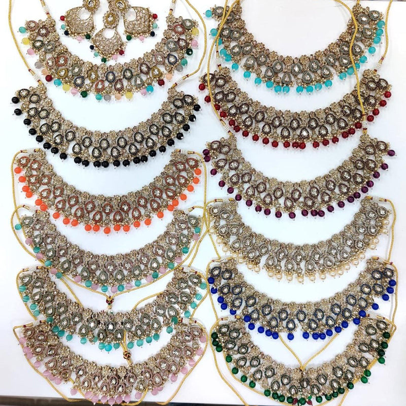 Kavita Art Gold Plated Crystal Stone And Pearls Necklace Set