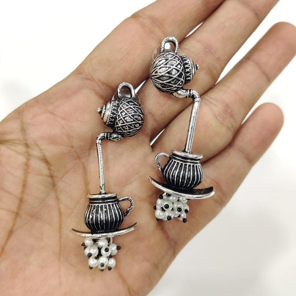 Kavita Art Oxidised Plated Pearl Dangler Earrings