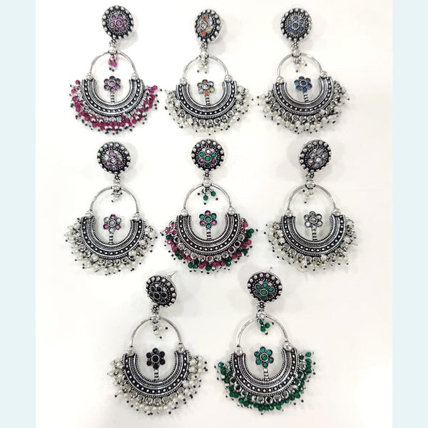 Kavita Art Oxidised Plated Pota Stone Pearl Dangler Earrings