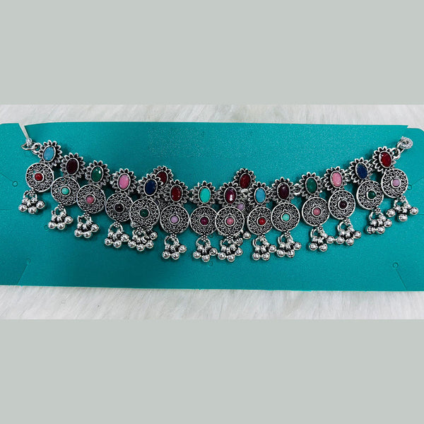 Kavita Art Oxidised Plated Crystal Stone Necklace Set