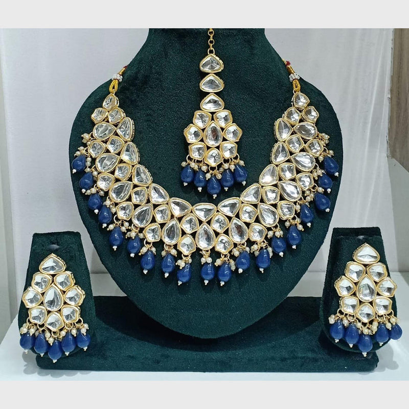 Kavita Art Gold Plated Crystal Stone And Pearls Necklace Set