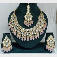 Kavita Art Gold Plated Crystal Stone And Pearls Necklace Set