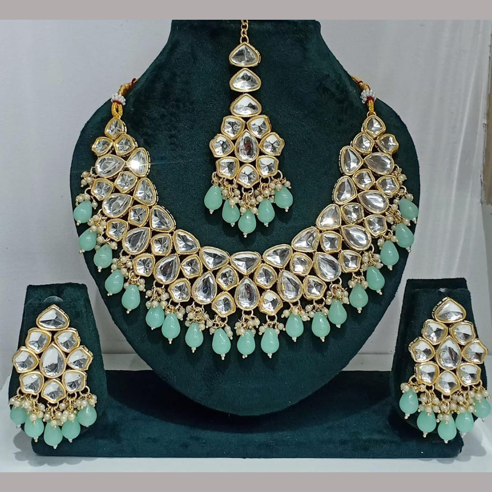 Kavita Art Gold Plated Crystal Stone And Pearls Necklace Set