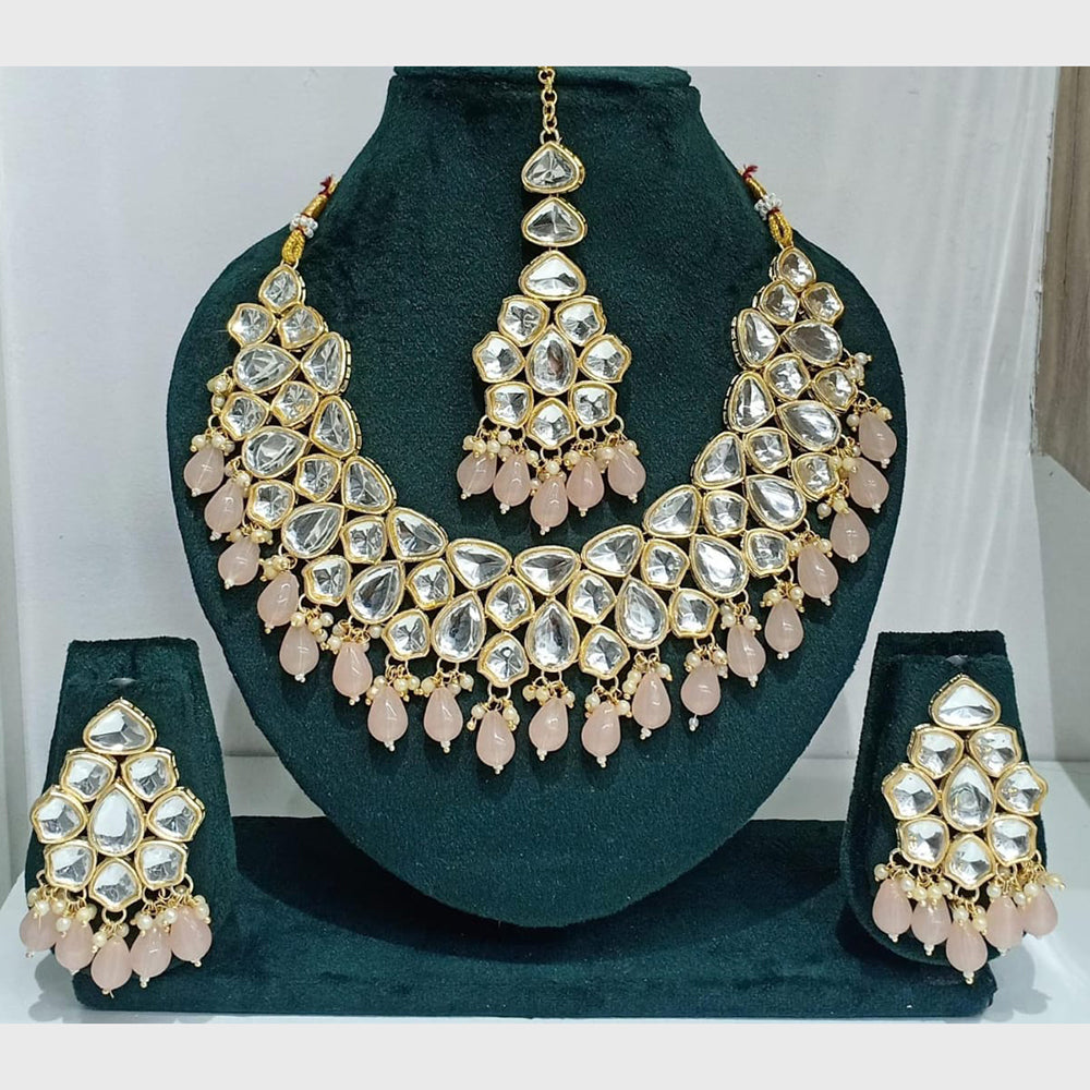 Kavita Art Gold Plated Crystal Stone And Pearls Necklace Set