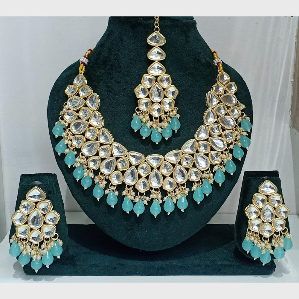 Kavita Art Gold Plated Crystal Stone And Pearls Necklace Set