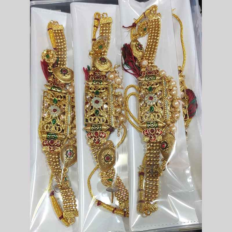 Kavita Art Gold Plated Pota Stone And Meenakari Choker Necklace Set (Piece 1 Only)