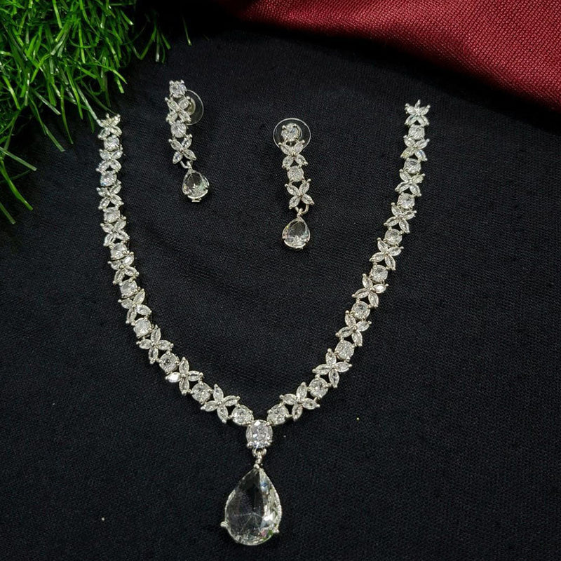 Kavita Art Silver Plated Crystal Stone Necklace Set