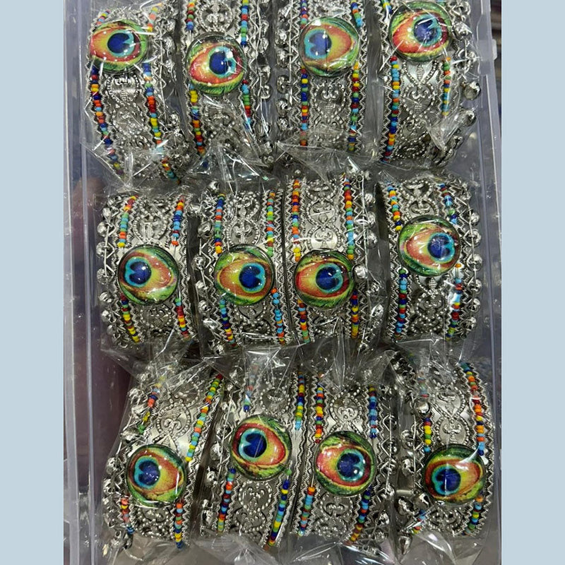 Kavita Art Oxidised Plated Peacock Style Ghungroo Openable Kada