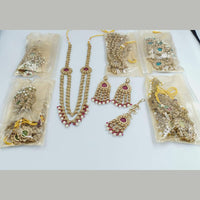 Kavita Art Gold Plated Crystal Stone And Pearls Long Necklace Set   (1 Piece Only)