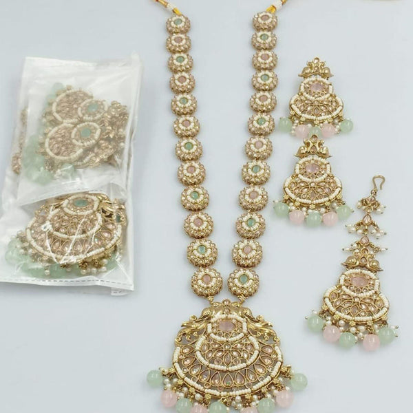 Kavita Art Gold Plated Crystal Stone And Pearls Long Necklace Set   (1 Piece Only)