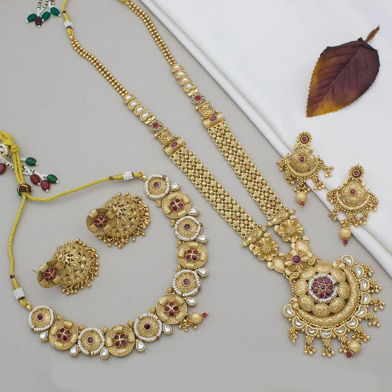 Kavita Art Gold Plated Kundan Stone Double Necklace Set