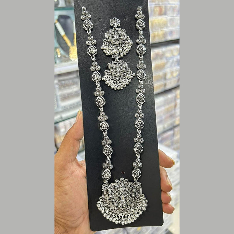 Kavita Art Oxidised Plated Long Necklace Set