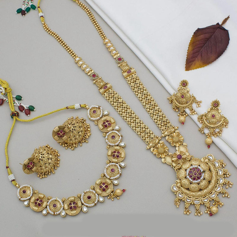 Kavita Art Gold Plated Kundan Stone Double Necklace Set