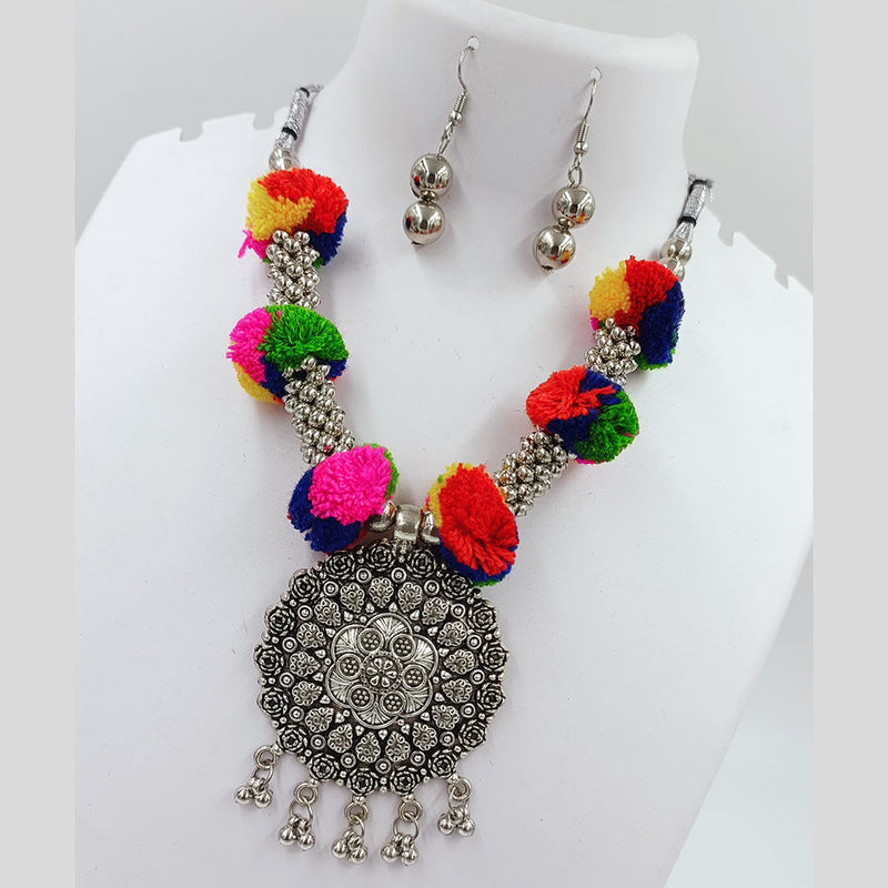 Kavita Art Oxidised Plated Navratri Special Pom Pom Necklace Set