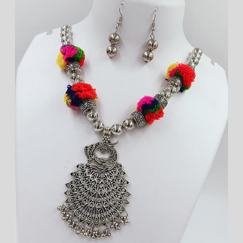 Kavita Art Oxidised Plated Navratri Special Pom Pom Necklace Set