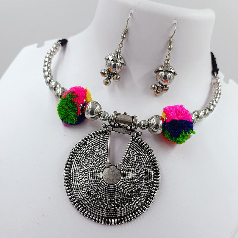 Kavita Art Oxidised Plated Navratri Special Pom Pom Necklace Set