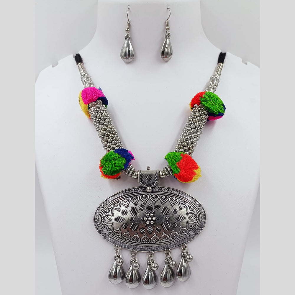 Kavita Art Oxidised Plated Navratri Special Pom Pom Necklace Set