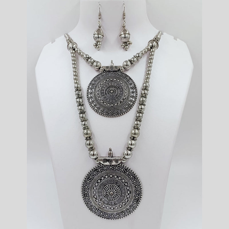 Kavita Art Oxidised Plated Double Layer Necklace Set