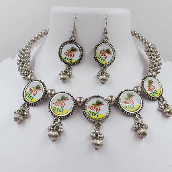 Kavita Art Oxidised Plated Radhe-Radhe Style Necklace Set