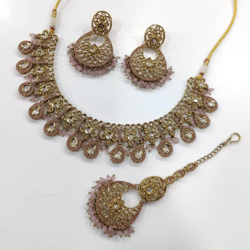 Kavita Art Gold Plated Crystal Stone And Pearls Necklace Set