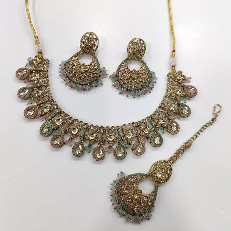 Kavita Art Gold Plated Crystal Stone And Pearls Necklace Set