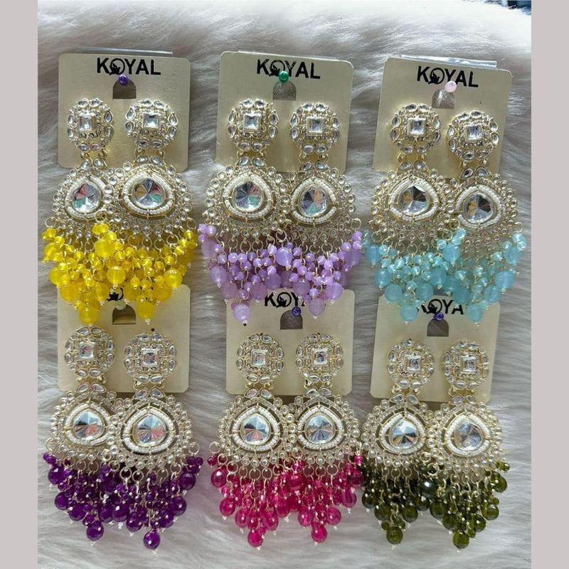 Kavita Art Gold Plated  Crystal Stone And Beads Dangler Earrings (Assorted Color 1 Piece Only)