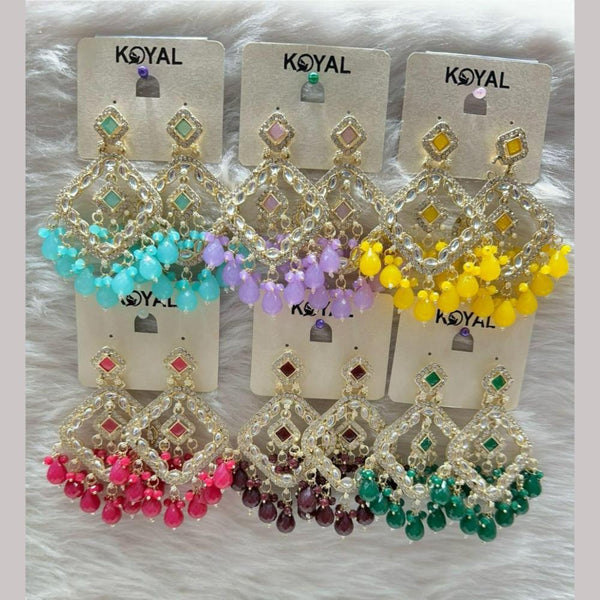 Kavita Art Gold Plated  Kundan Stone And Beads Dangler Earrings (Assorted Color 1 Piece Only)