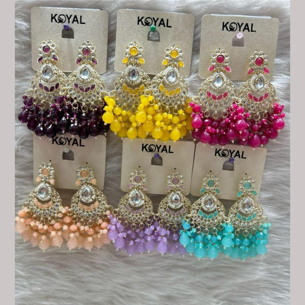 Kavita Art Gold Plated  Kundan Stone And Beads Dangler Earrings (Assorted Color 1 Piece Only)