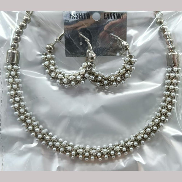 Kavita Art Silver Plated Pearls Necklace Set