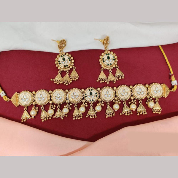 Kavita Art Gold Plated Pearls Choker Necklace Set