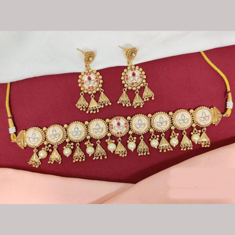 Kavita Art Gold Plated Pearls Choker Necklace Set