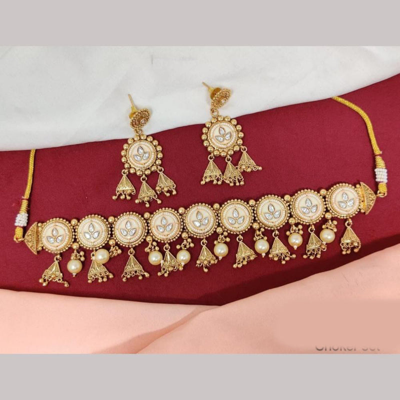 Kavita Art Gold Plated Pearls Choker Necklace Set