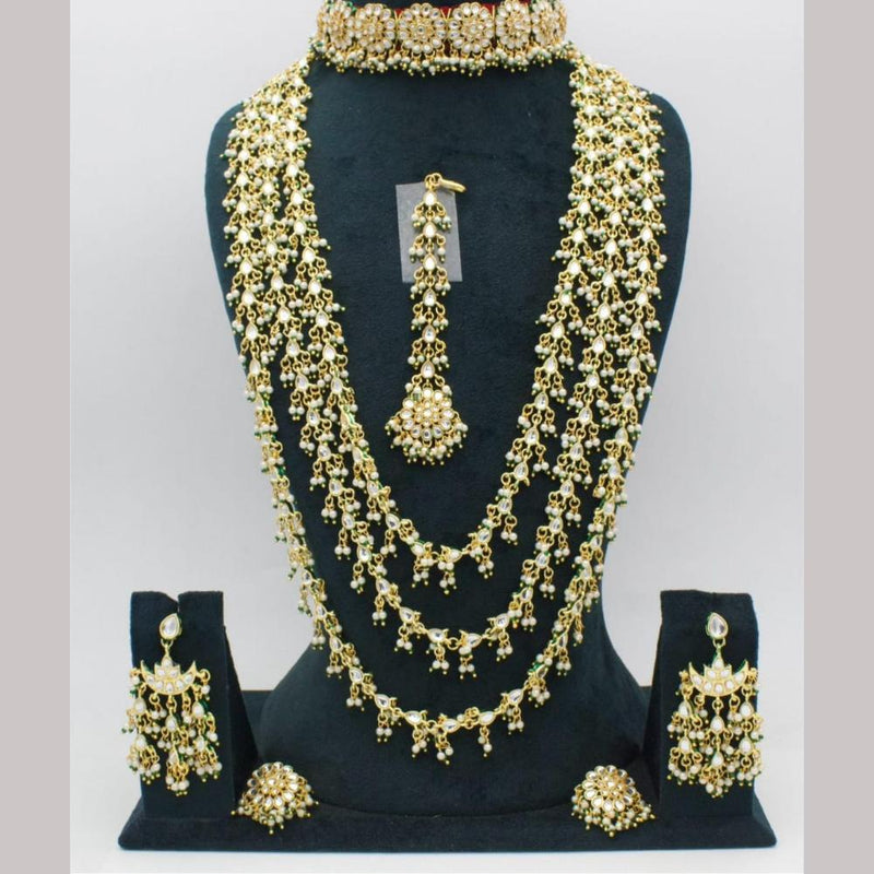 Kavita Art Gold Plated Kundan Stone And Pearls Necklace Combo Set